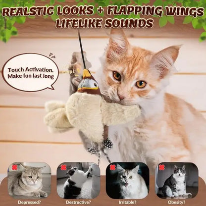 🔥🔥Last Day 49% OFF 🐱 Interactive Chirping 🐦 Bird Cat Toj