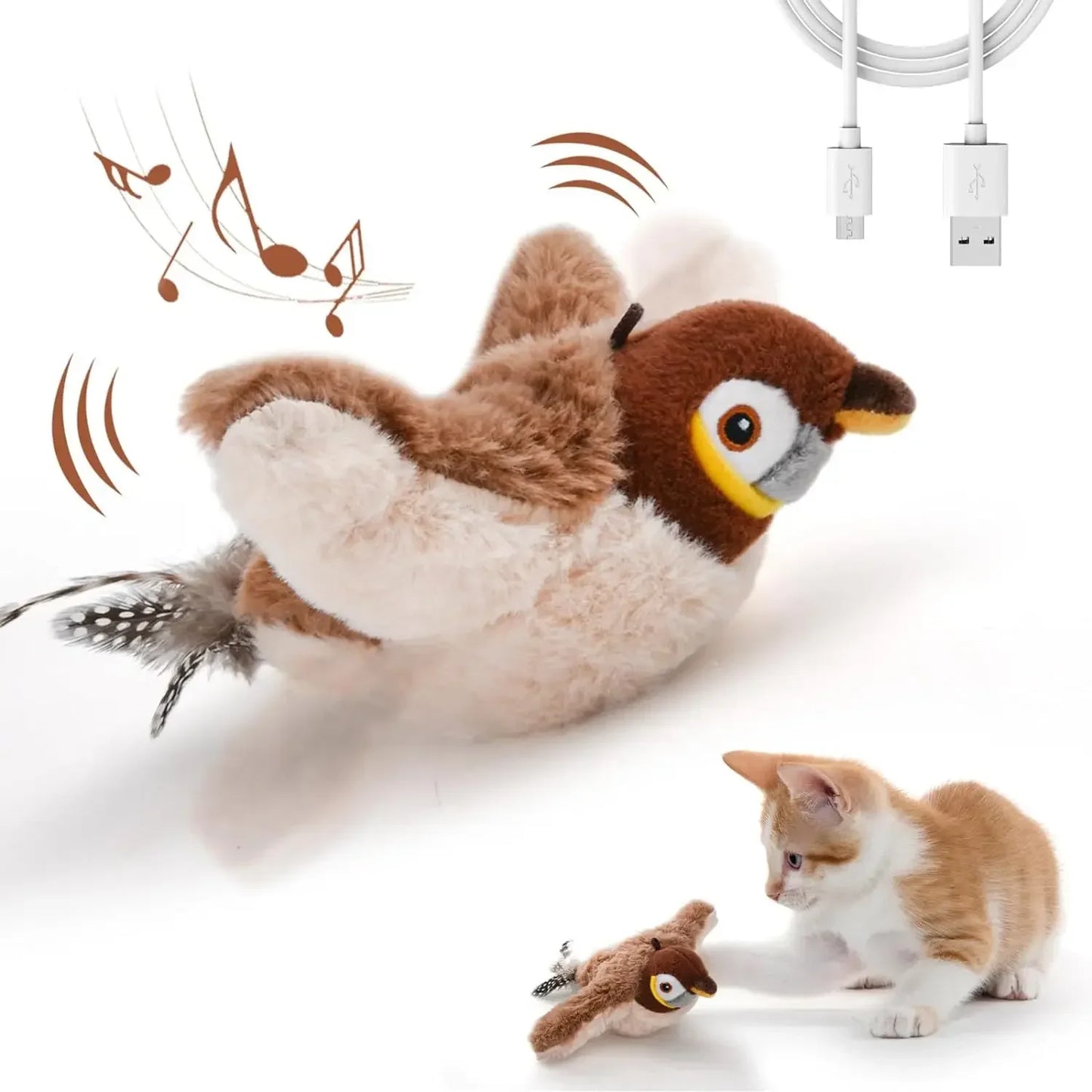 🔥🔥Last Day 49% OFF 🐱 Interactive Chirping 🐦 Bird Cat Toj