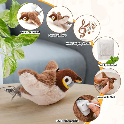 🔥🔥Last Day 49% OFF 🐱 Interactive Chirping 🐦 Bird Cat Toj